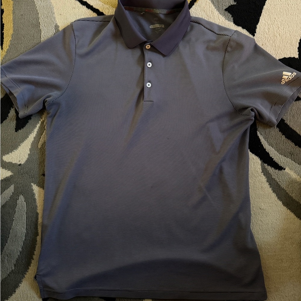 Adidas Men's Striped Navy Polo Shirt